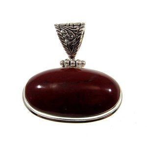 Handcrafted Solid 925 Sterling Silver & Carnelian Gemstone Pendant, Made in Bali
